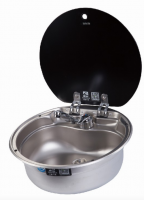 Camper-Marine GR-570 Раковина встраиваемая нержавеющая сталь со стеклянной крышкой, круглая.