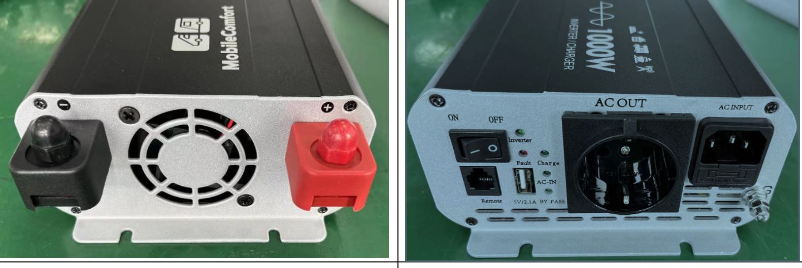 Инвертор MobileComfort S3012-BC, 3000Вт, 12В, чистый синус,  розетка 230V, встроенное зарядное устройство 20А, схема приоритетов 230V, функция бесперебойника, USB выход, в комплекте настенная панель управления