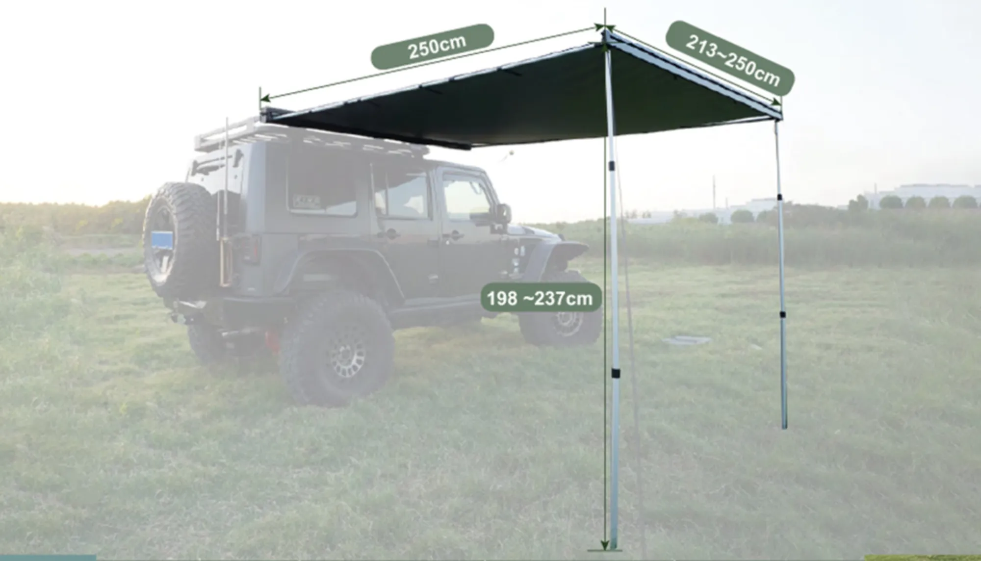 CAMPER-MARINE CM-W5325G, 250X250 Маркиза автомобильная полуавтоматическая, корпус черный, полотно серое