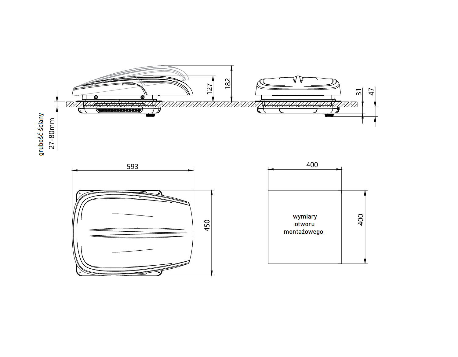 Люк с вентилятором RV Plusfan 3J-PF 400*400 transparent (прозрачный)