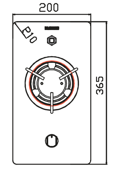 Camper-Marine GR-B002  Плита встраиваемая газовая  одноконфорочная с пьезоподжигом.