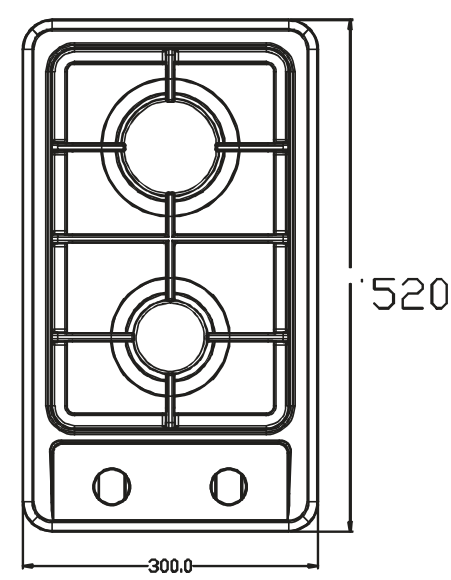 Camper-Marine  GR-1002 Плита встраиваемая газовая  двухконфорочная из нержавеющей стали с пьезоподжигом.