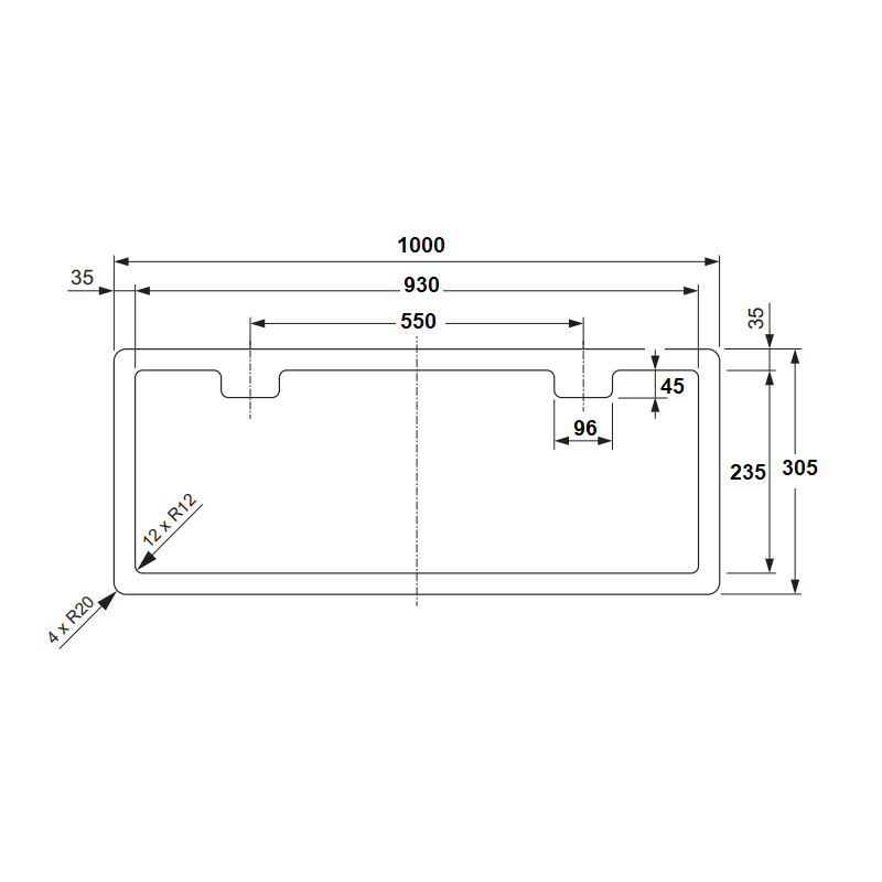 Dometic SK 4 1000x305 мм, люк сервисный
