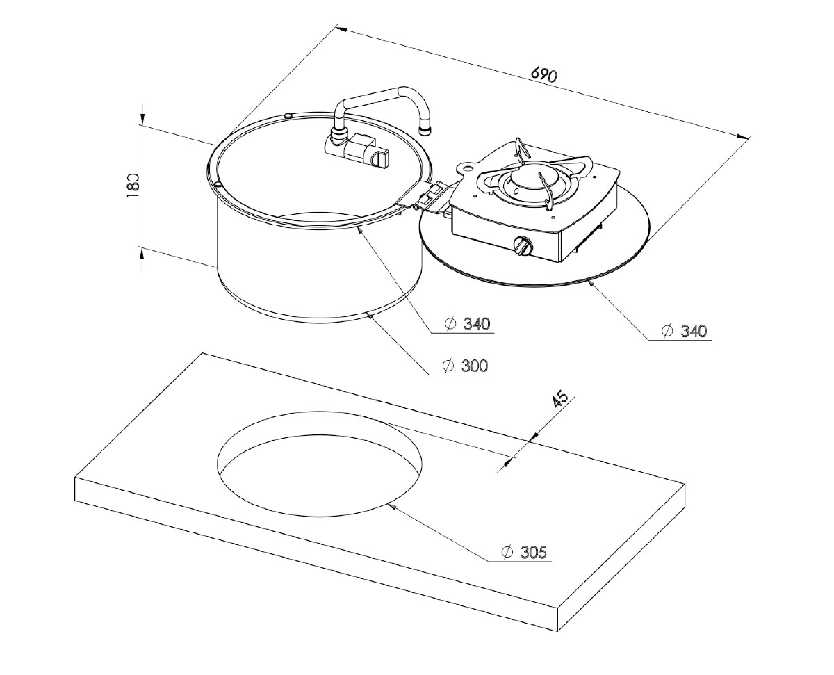 Варочная панель газовая Can LC 1701, с раковиной
