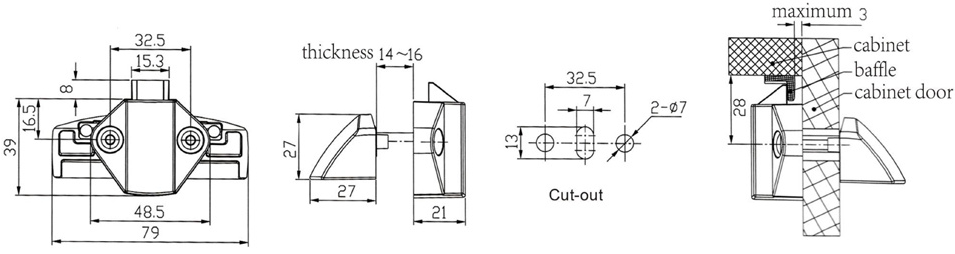 Мебельная ручка Furniture Lock Series BL07-GB