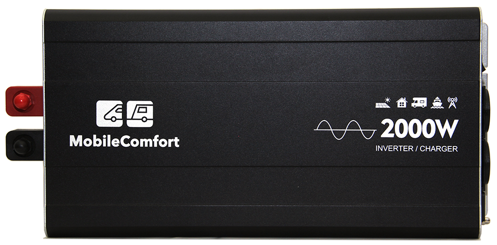 Инвертор MobileComfort S2024-BC, 2000Вт, 24В, чистый синус,  розетка 230V, встроенное зарядное устройство 10А, схема приоритетов 230V, функция бесперебойника, USB выход, в комплекте настенная панель управления