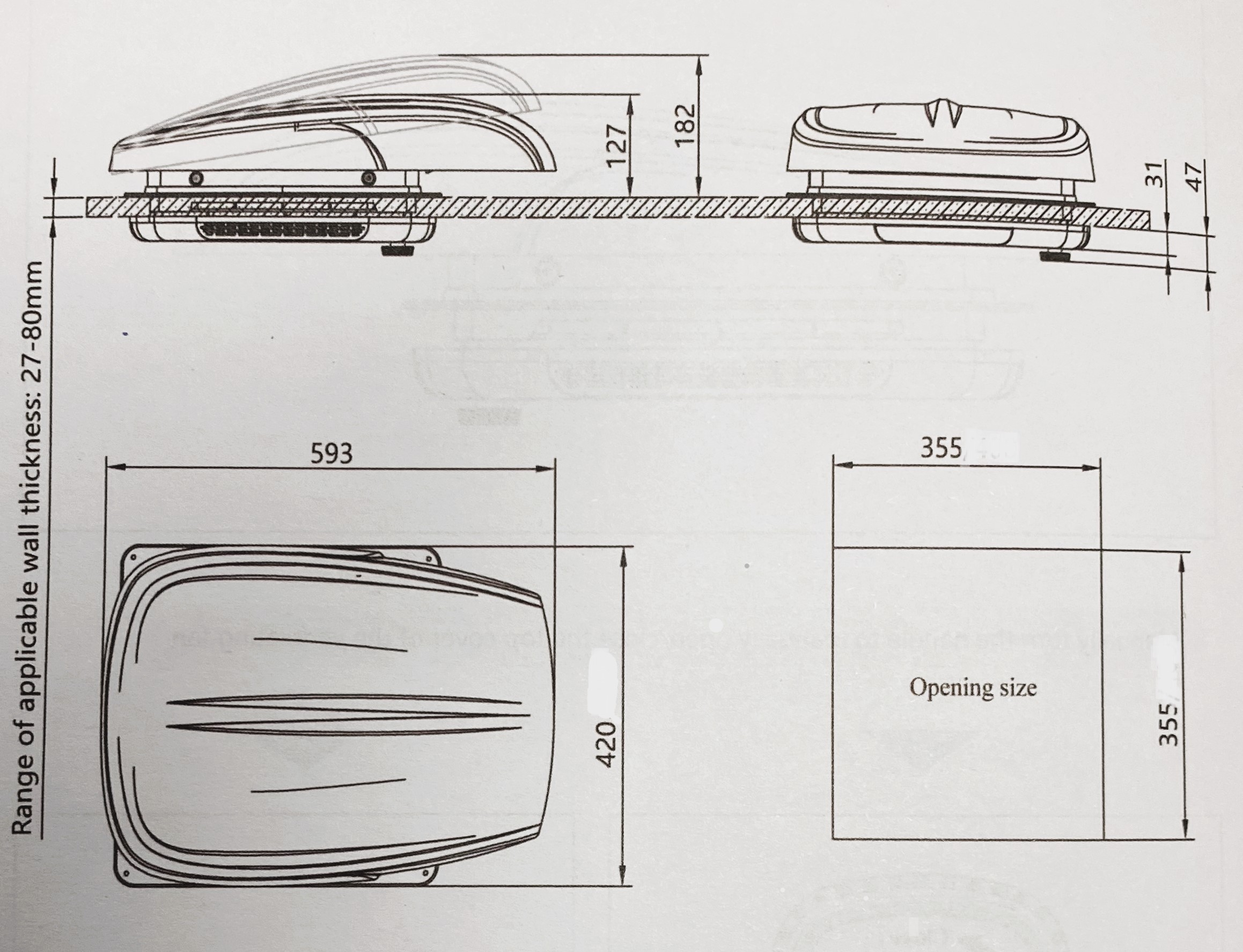 Люк с вентилятором Freucamp RV Plusfan 3J-PF 360*360 black (черный)