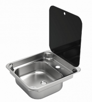 Camper-Marine GR-586 Раковина встраиваемая нержавеющая сталь со стеклянной крышкой.