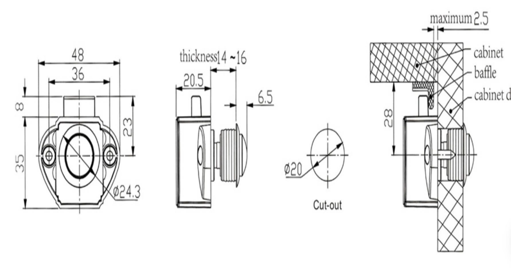 Защёлка мебельная - Furniture Lock Series BL02N-BPC