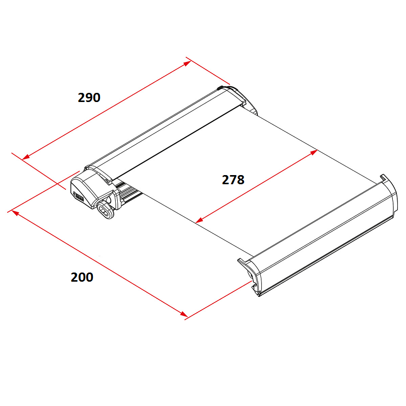 Fiamma F80S, 2.9м Маркиза накрышная корпус белый, полотно серое