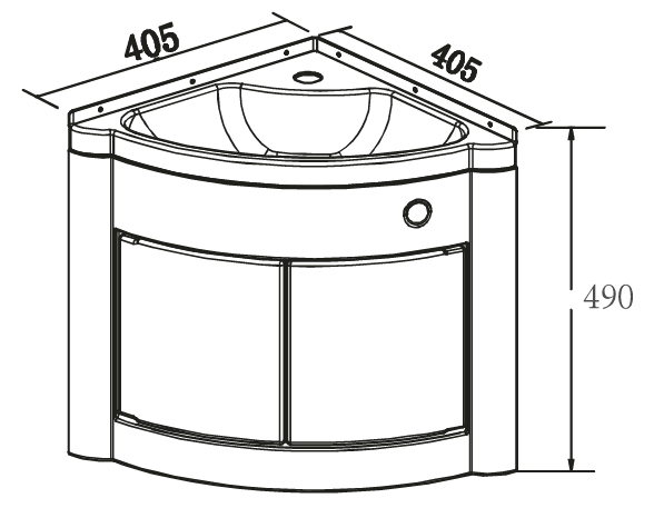 Раковина акриловая Camper-Marine GR-Y405C угловая, с тумбой