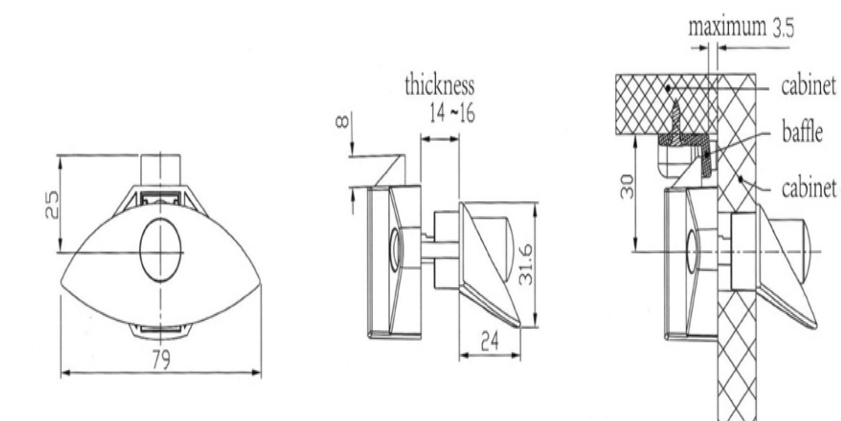 Мебельная ручка с кнопкой Furniture Lock Series BL03-GB