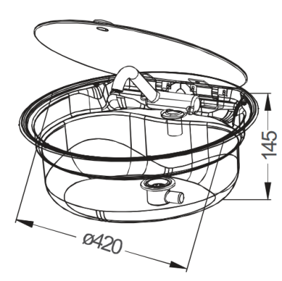 Camper-Marine GR-570 Раковина встраиваемая нержавеющая сталь со стеклянной крышкой, круглая.