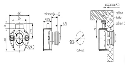 Защёлка мебельная-Furniture Lock Series BL02N-WPC