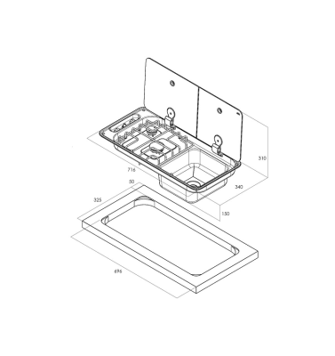 Газовая плита Can FL 1401, с раковиной