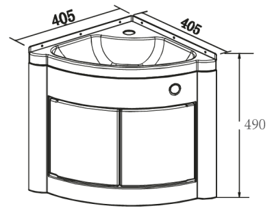 Раковина акриловая Camper-Marine GR-Y405C угловая, с тумбой