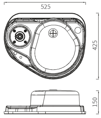 Camper-Marine GR-600R Варочная поверхность газовая встраиваемая  одноконфорочная из нержавеющей стали с круглой раковиной со стеклянной крышкой и пьезоподжигом, правая.