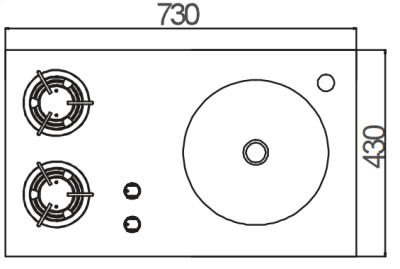 Camper-Marine GR-B215 Варочная поверхность газовая двухконфорочная с круглой раковиной и пьезоподжигом, правая.
