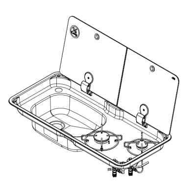 Газовая плита Can FL 1766, раковина слева